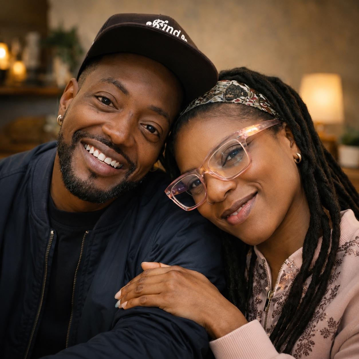 Abba & Angie Anderson, founders of Black Hippie Circle, smiling together
